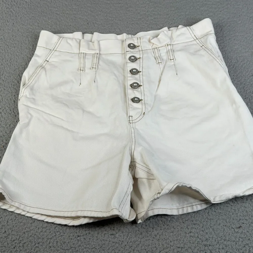 FREE PEOPLE Shorts Womens 6 Small Paperbag High Rise Button Fly Oversize Baggy